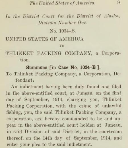 TP Co Unlawful Fishing Summons