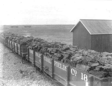 Carloads of lignite at Homer after three year' exposure to th...