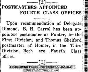 Carrol appointed postmaster